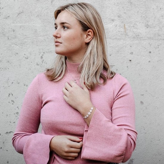 Yolora Dames Bloemen Armband met Kalpa Camaka Kristallen - Zilverkleurig - 18K Witgoud Verguld - Cadeauverpakking - Moederdag Cadeautje