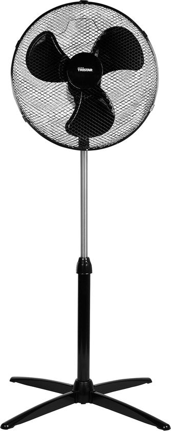 Statiefventilator 40 cm – 45W – 3 Snelheden – 85° Oscillatie – In Hoogte Verstelbaar – Tristar VE-5756 – Zwart
