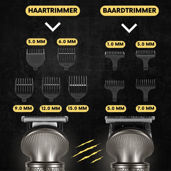 6-in-1 Baardtrimmer Mannen - Trimmer voor Baard en Lichaam - Incl. 6 opzetstukken - Bodygroomer Mannen - Bodytrimmer Heren - Tondeuse - 0.5-15MM - Neus en Oor - Multitrimmer - Haar trimmer - Trimapparaat Baard Machine - Multigroomer