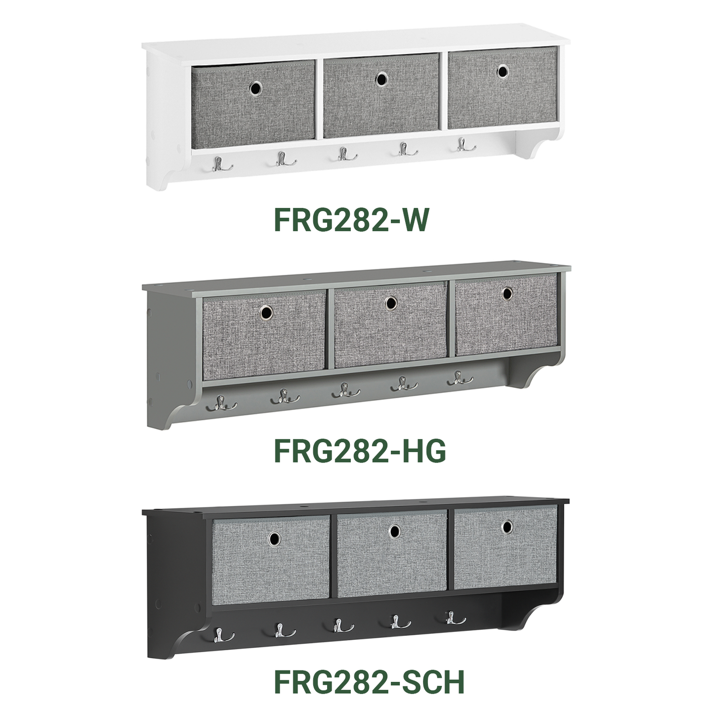 SoBuy Kapstok met Opbergrek - 3 Manden 5 Haken - Zwart