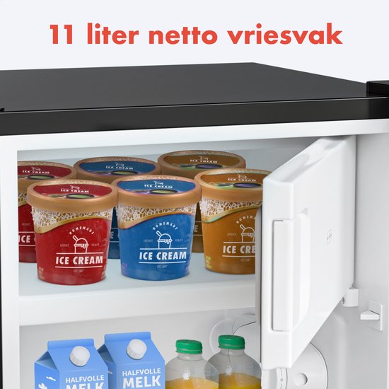 KitchenBrothers Koelkast - 81L - Tafelmodel Koelkast met Vriesvak - IJskast - Koelvriescombinatie - Frigo - Vrijstaand - Zwart