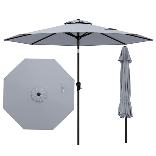 Coast Terrasparasol 270 cm Grijs – Kantelbaar Marktscherm met Zwengel en Geventileerd Dak
