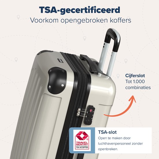 TRVLMORE Handbagage Koffer - 45L - TSA Cijferslot - Lichtgewicht - Uitbreidbaar - Trolley - 54x36x22cm - Champagne