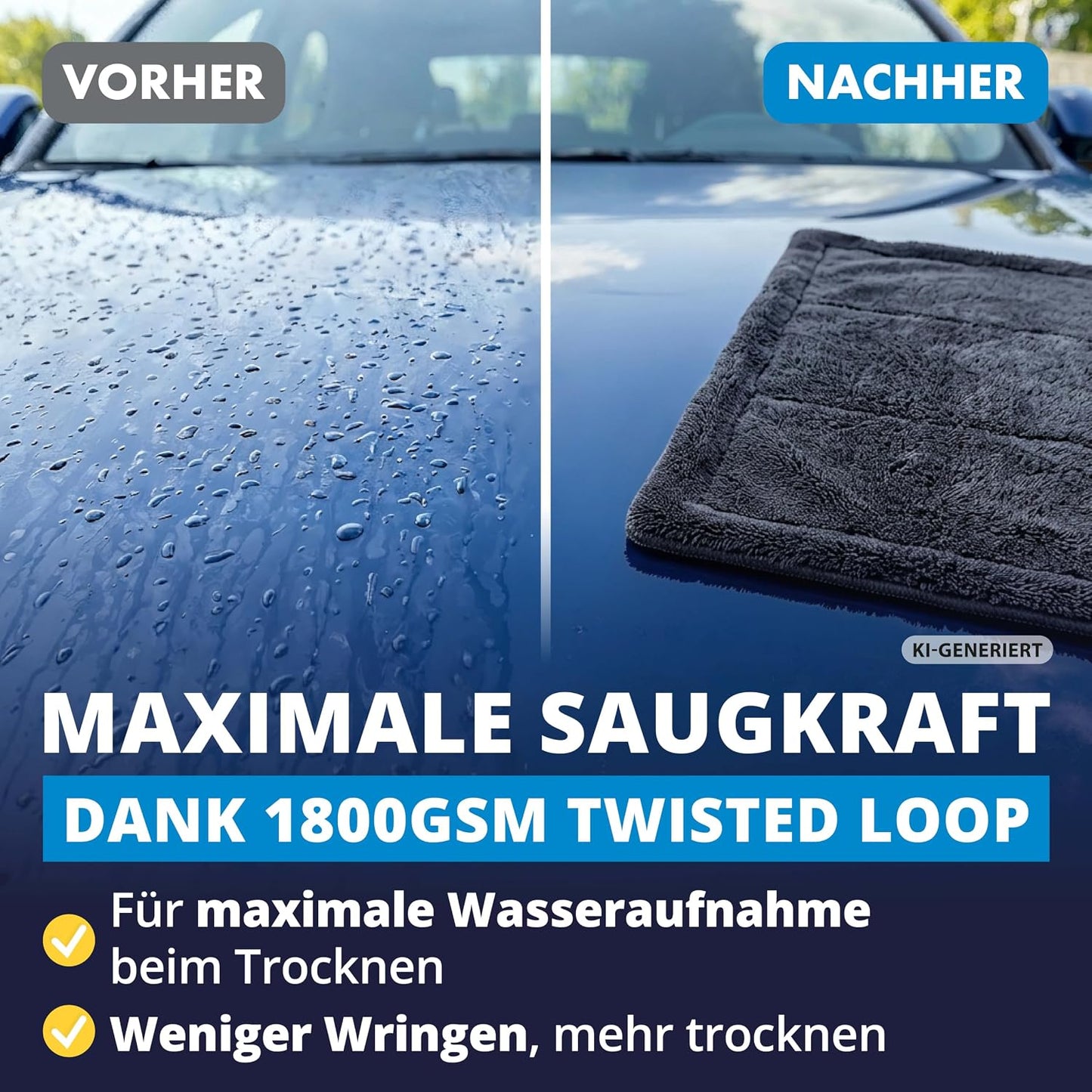 Licargo Autodroogdoek XXL - 80 x 50 cm - Grijs - 1800 g/m² Microvezel