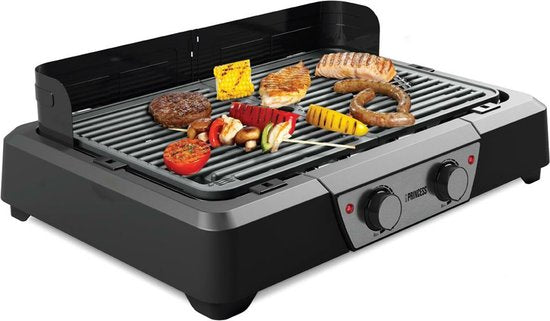 Princess BBQ Tafel Grill 112254 - Zwart - Regelbare thermostaat - Tafel BBQ - Grill apparaat - Groot bakoppervlak - 2000W