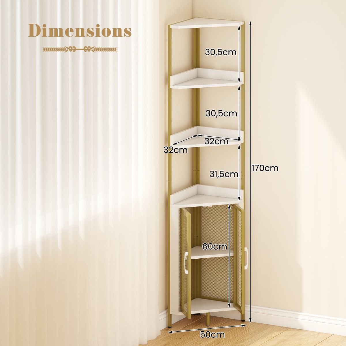 Coast Hoekboekenkast - 6 planken - metalen frame - rustiek bruin en zwart - 170 cm hoog