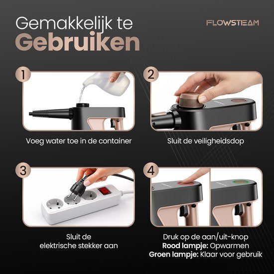 FLOWSTEAM® 7-in-1 Handstoomreiniger - Stoomreiniger – Tapijtreiniger – Vlekkenreiniger – Handstomer - 110° Stoom