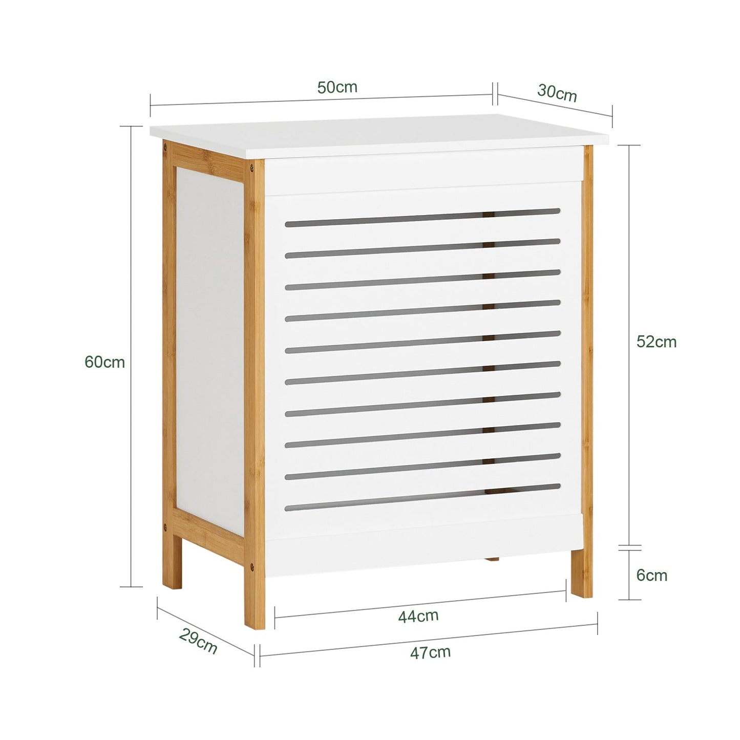 SoBuy Wasmand - met deksel - 69 x 13 x 54 cm - Wit