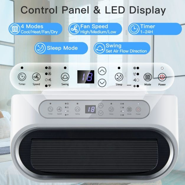 Coast Mobiele Airconditioner 16.000 BTU - 5-in-1 - 4700W - 44,5 x 39 x 77 cm - Verwarmt en Koelt tot 45㎡ - Wit