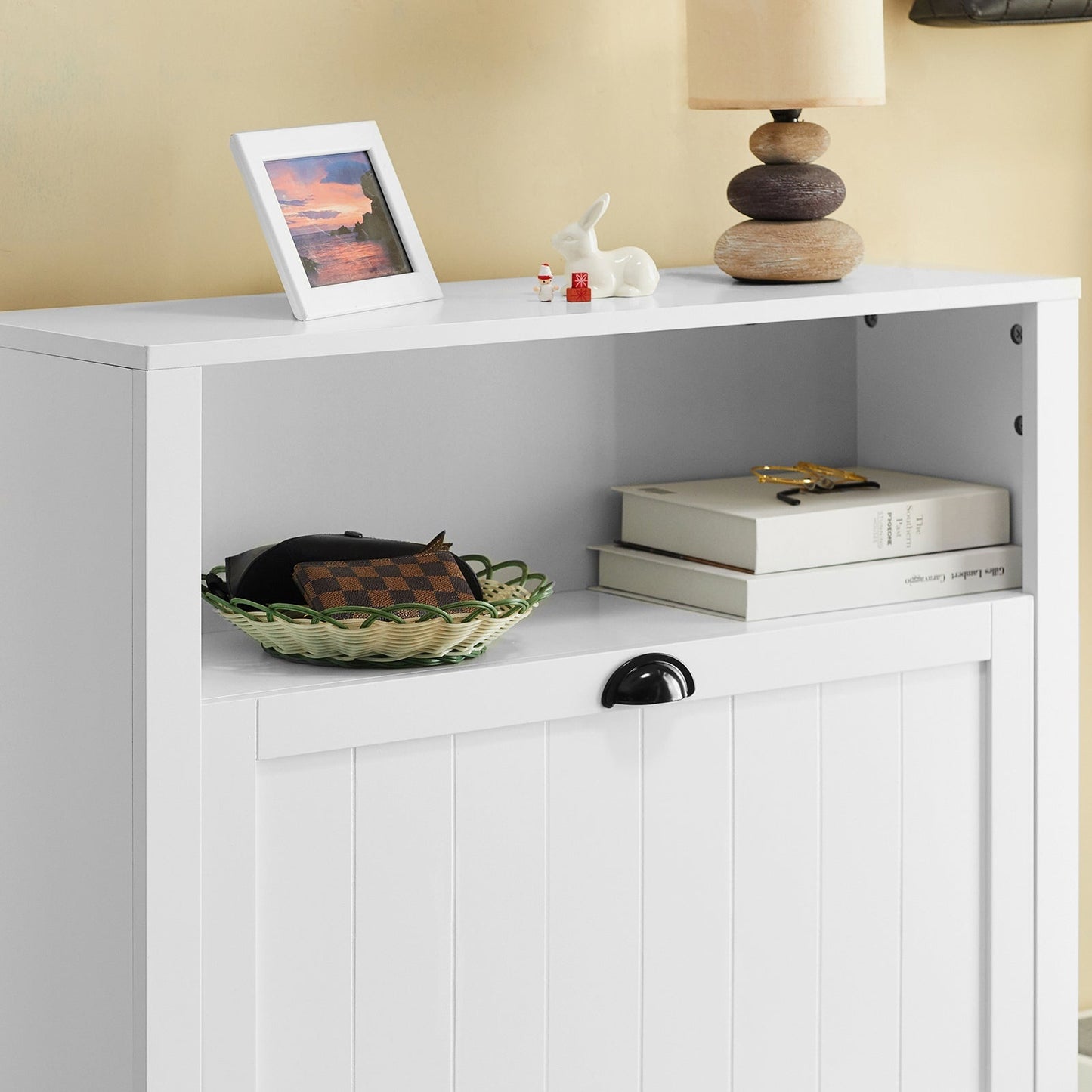 SoBuy Schoenenkast met 2 Kleppen - Max. 50 kg - MDF - 80 x 24 x 110 cm - Wit