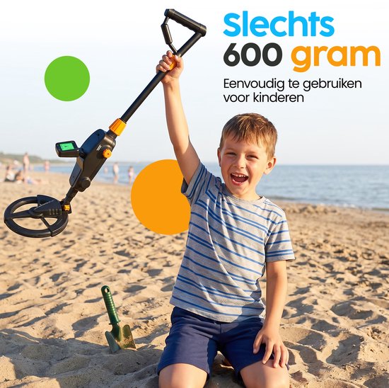 Infinity Goods Metaaldetector Junior - Voor Kinderen - Waterdicht & Lichtgewicht - Verstelbaar - LCD Scherm - Incl. Batterijen en Schep