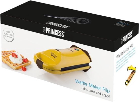 Princess Wafelijzer - 132406 Wafelijzer Flip – 2 wafels – Roteerfunctie - Wafelijzer - Anti-aanbaklaag - Belgische wafels