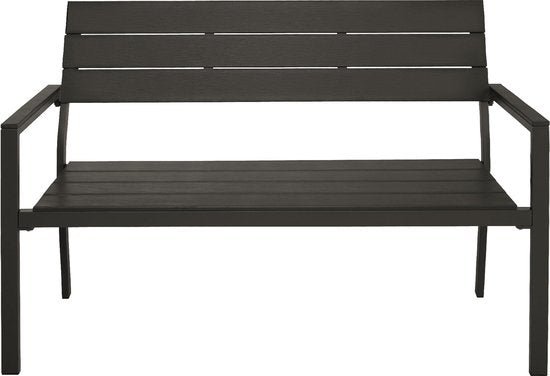 tectake® - Tuinbank - 2-zitsbank met aluminium frame en Hi-Impact latten - Geschikt voor terras, park, balkon, tuinmeubelen en huis - Duurzaam, weerbestendig, eenvoudig te monteren - Max. 250kg - donkergrijs