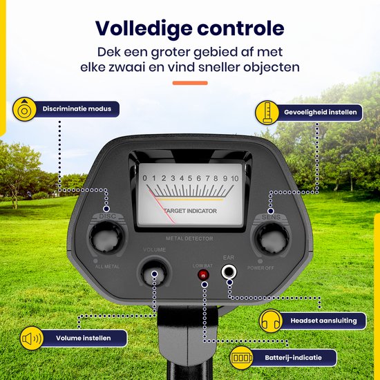 ODESSEY Metaaldetector - Starterset - Kind - Volwassene - Professioneel - Explorer - Zwart