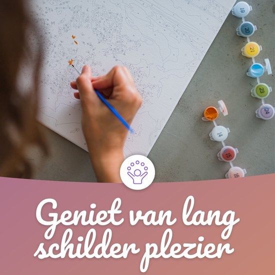 Rubye® Schilderen Op Nummer Volwassenen – Italiaanse Kust – Inclusief Verf en Penselen – Canvas Schildersdoek – Kleuren op Nummer – 40x50cm