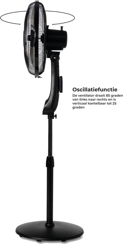 AirKing Statiefventilator - Extra Stille, Energiezuinige Ventilator met 5 Snelheidsstanden - Afstandsbediening, Timerfunctie & Roterende Luchtstroom - Zwart - Koelventilator voor Kamer