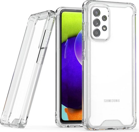 Podec Hoesje geschikt voor Samsung Galaxy A52 Doorzichtig Telefoonhoesje - Anti-Shock Case Cover met 1x Screenprotector