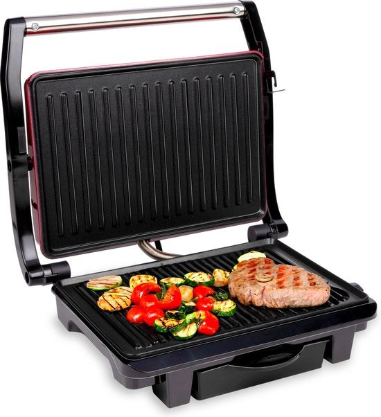 alpina Contact Grill - Tosti IJzer - Anti-aanbaklaag - 1000W - Zwart/Rood