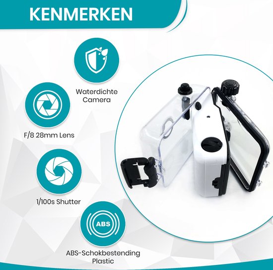 TibaGoods wegwerpcamera - Met rol - Waterdicht - Analoge Camera - Kinder Camera - Wit