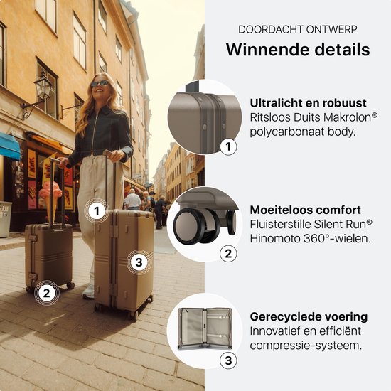 ONYX Hybrid Pro Check-in Koffer Large 100 Liter - Gerecycled Polycarbonaat en Ritsloos Design - Reiskoffer met TSA slot en Spinner wielen - Desert Clay