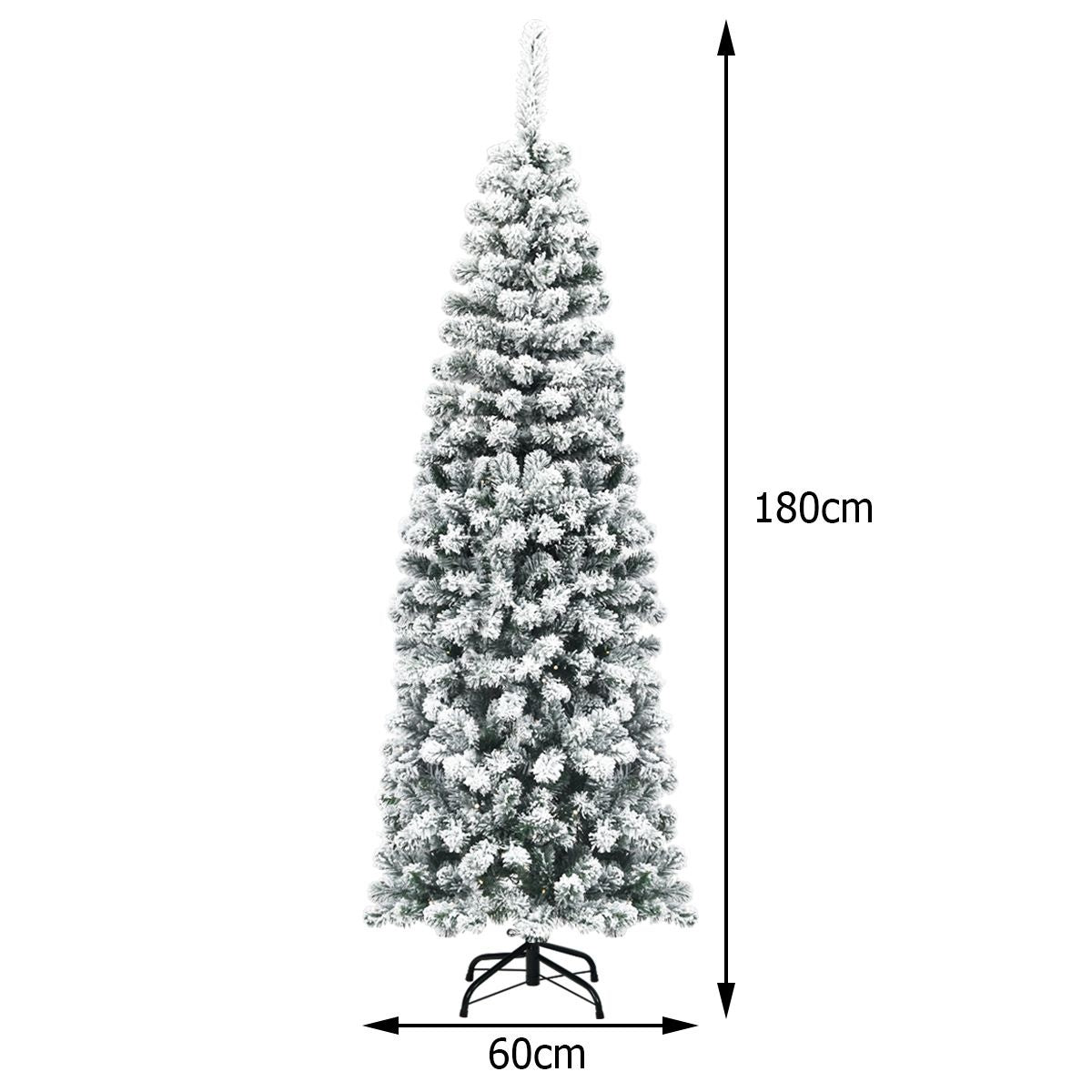 Coast Potlood Kerstboom Met Sneeuw - Met Metalen Voet - 180 cm