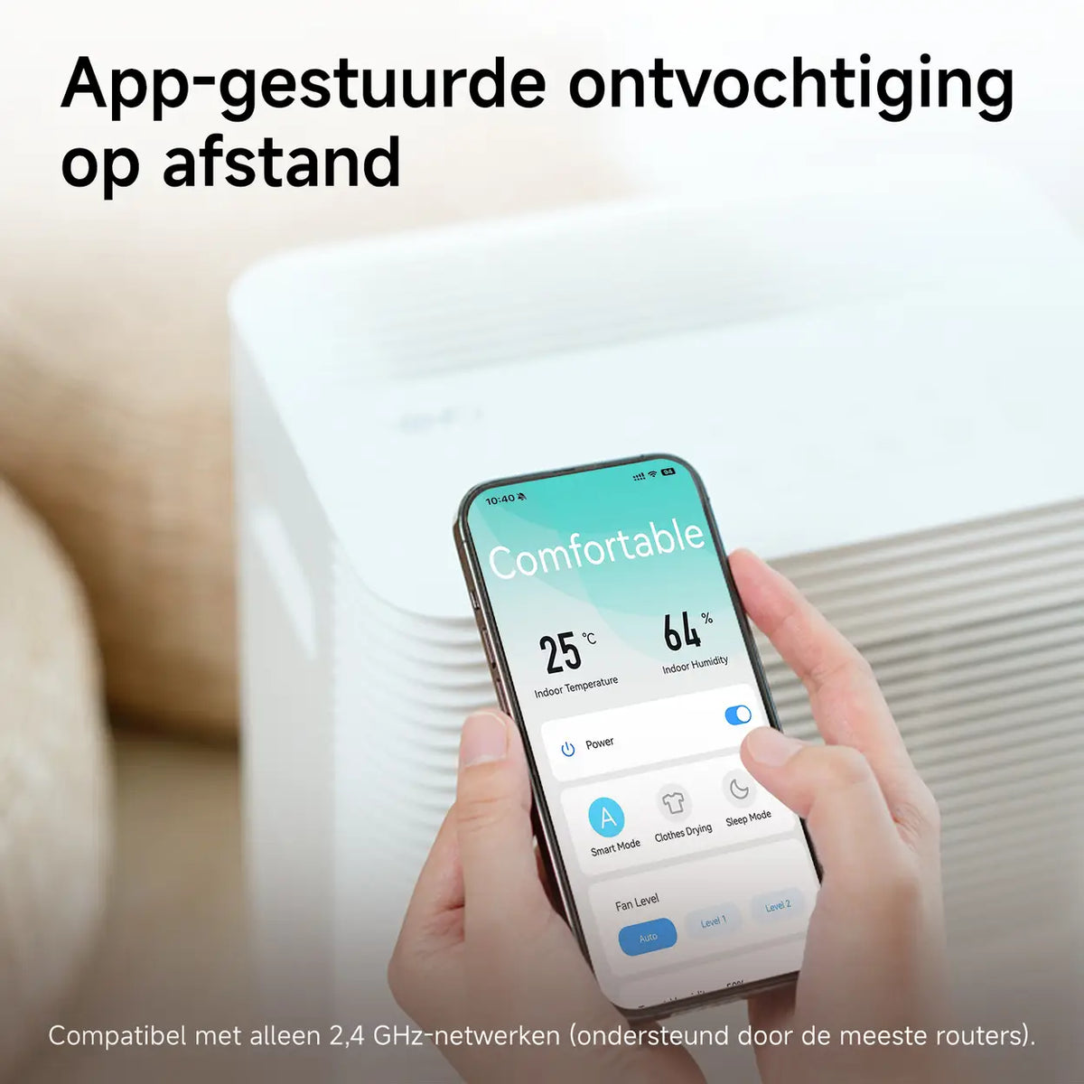 VINO slimme luchtontvochtiger - 12 L/dag - wifi - 1,8 L tank - wit