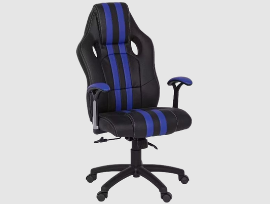 Bizzotto Spider Bureaustoel - Met Armleuningen - 64.5 x 63 x 111-121 cm - Zwart Met Blauw