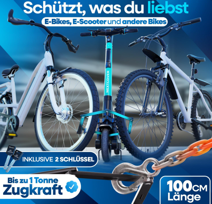 NEXTCOVER FoldBasic Vouwslot voor Fiets - 100 cm - Zwart - Inclusief Houder en 2 Sleutels