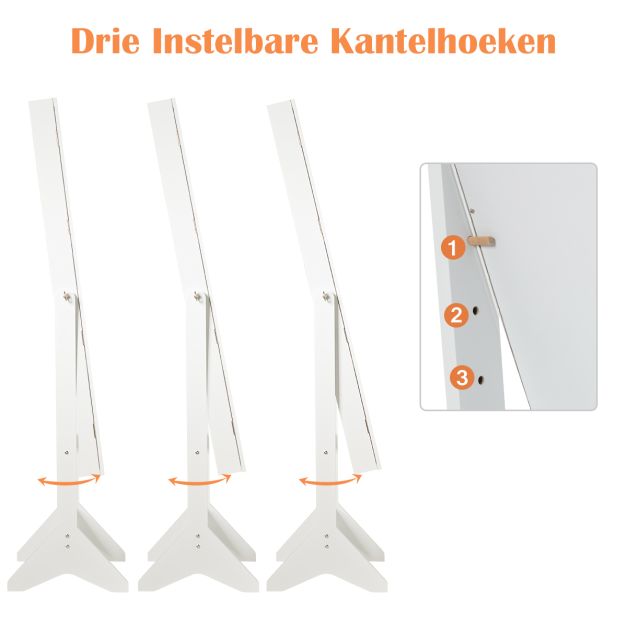 Coast Sieradenkast met Spiegel - 44 x 37 x 160 cm - Wit