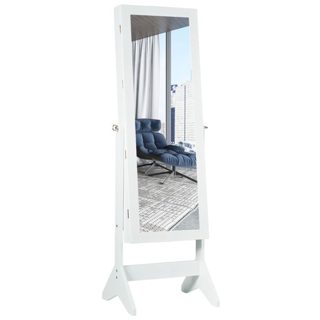 Coast Sieradenkast met Spiegel - 44 x 37 x 160 cm - Wit