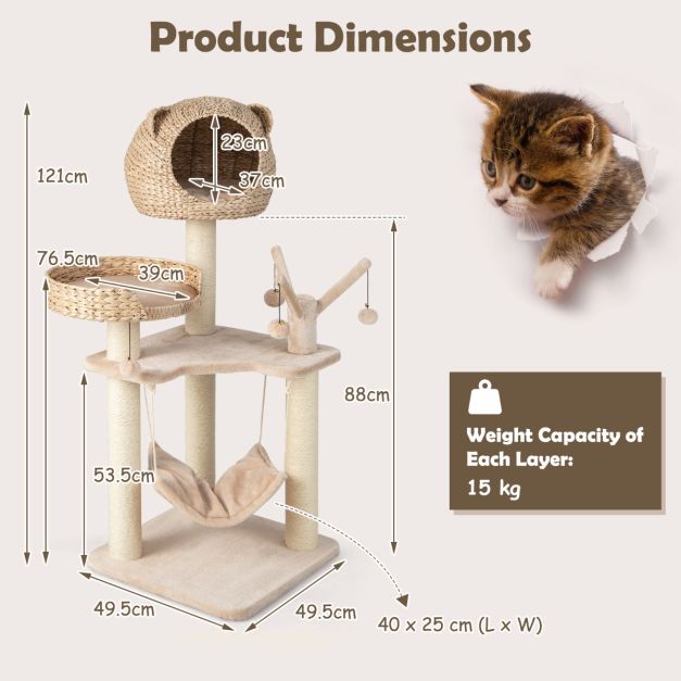 Coast Krabpaal - Kattenpaal - Kattenmand - 121cm Hoog