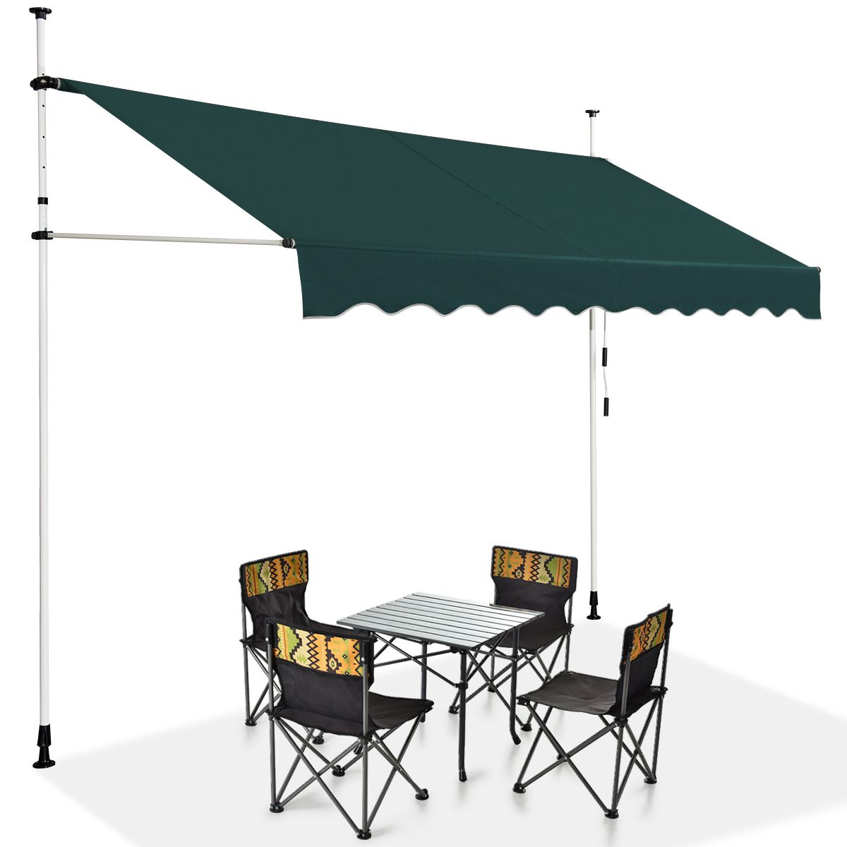 Coast Zonnescherm 300 x 120 cm Groen – Hoogteverstelbaar en Handmatig Bedienbaar