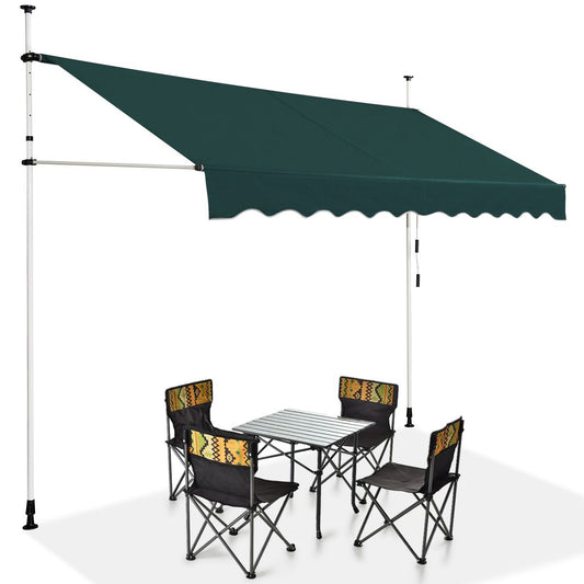 Coast Zonnescherm 300 x 120 cm Groen – Hoogteverstelbaar en Handmatig Bedienbaar