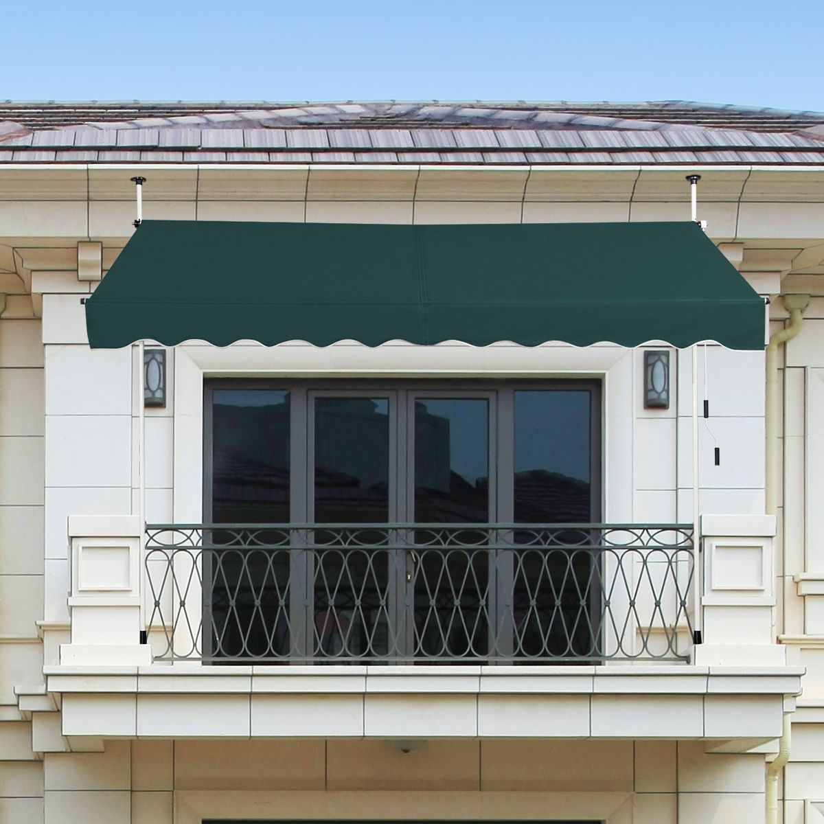 Coast Zonnescherm 300 x 120 cm Groen – Hoogteverstelbaar en Handmatig Bedienbaar