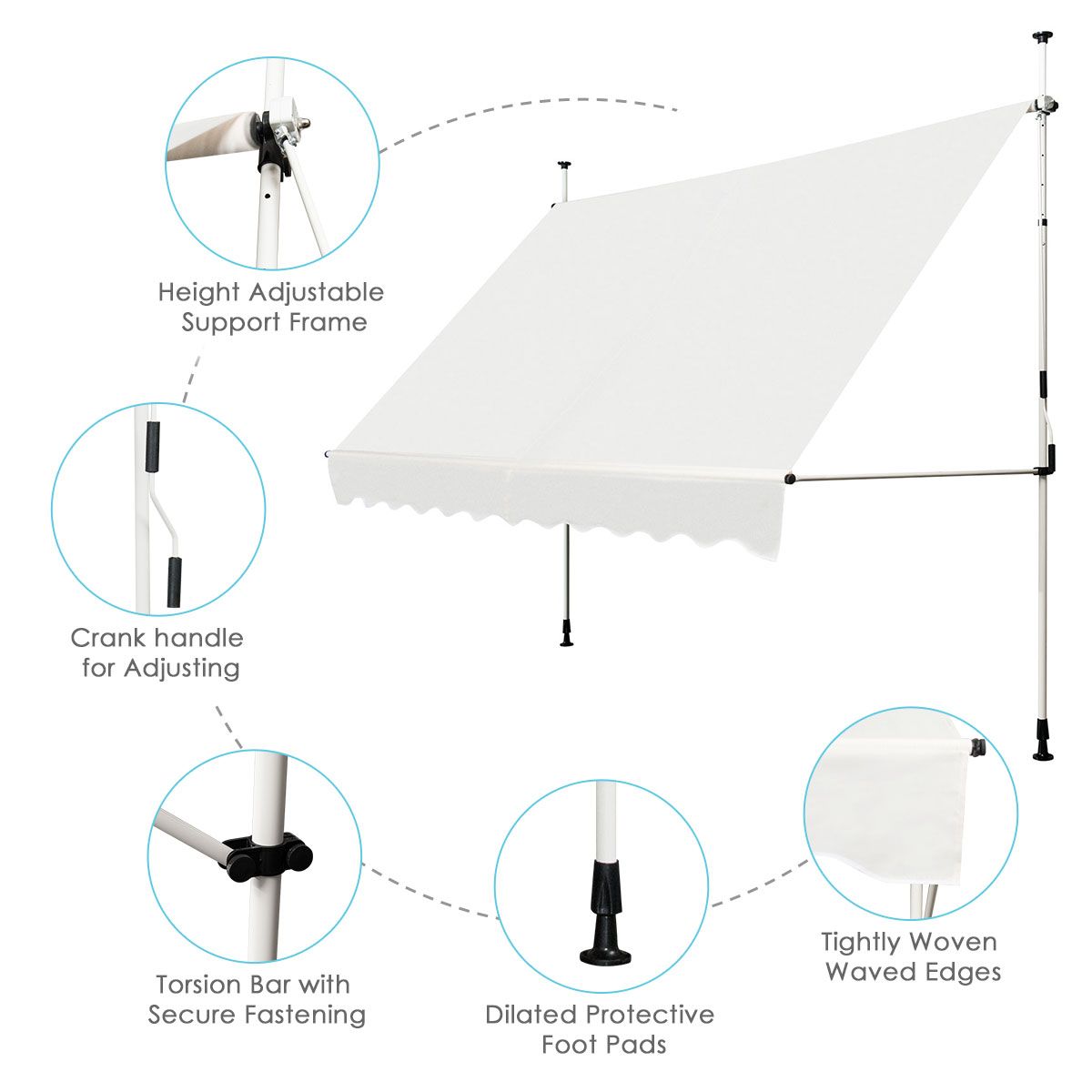 Coast Telescopische Zonluifel - Uitschuifbaar - 300 x 120 cm - Beige