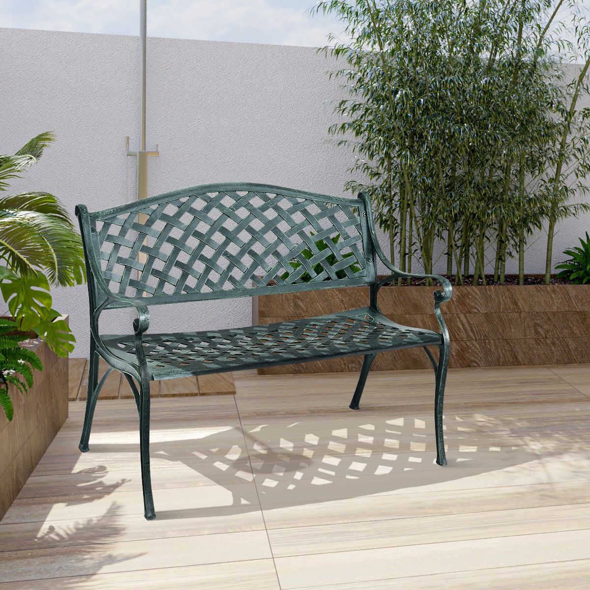 Coast Tuinbank Aluminium Bank met Armleuningen 103 x 55 x 82 cm Antiek Groen