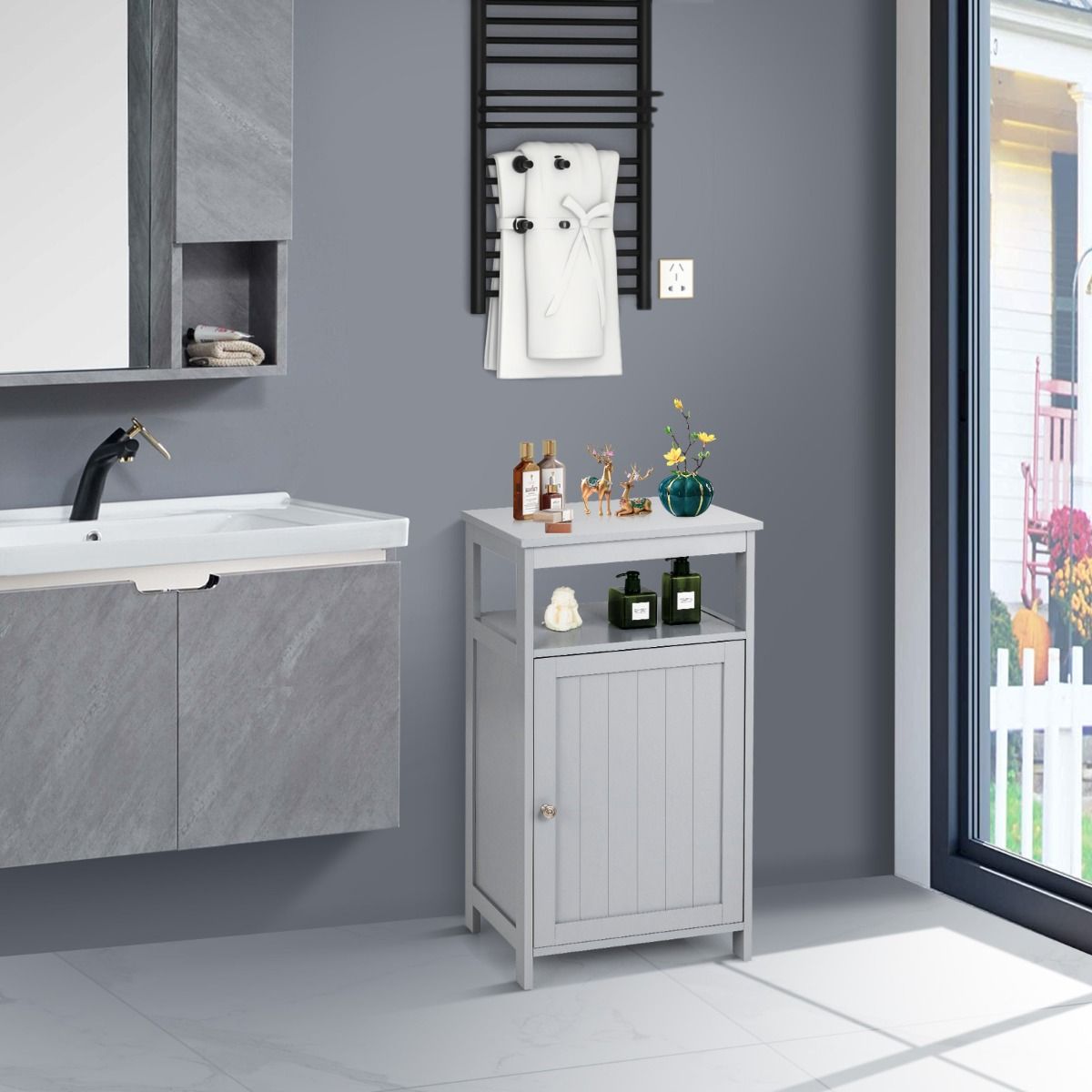 Coast badkamer kast multifunctioneel gratis -staande plank 45 x 30 x 84 cm wit