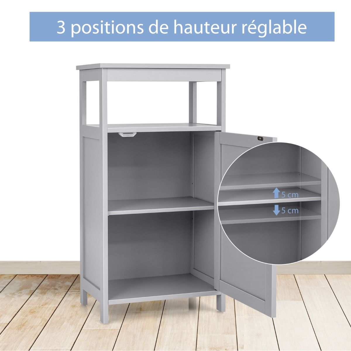Coast badkamer kast multifunctioneel gratis -staande plank 45 x 30 x 84 cm wit