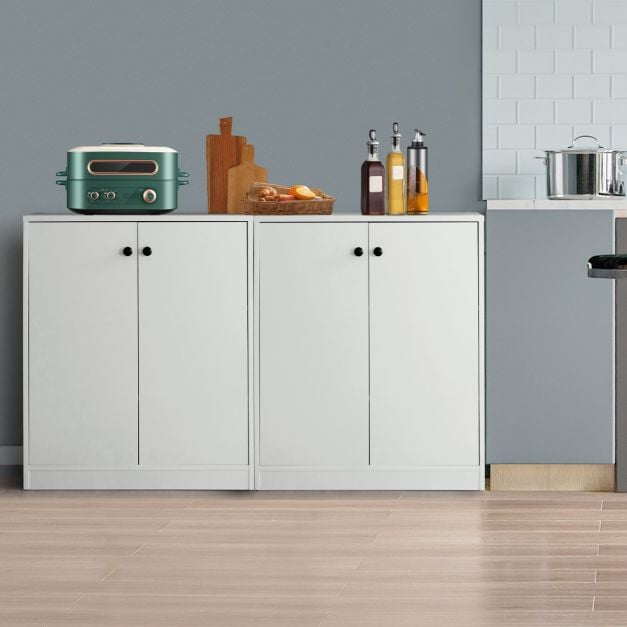 Coast Dressoir Wit – Moderne Opbergkast met 2 Deuren en 3 Planken – 72 x 34 x 85,5 cm