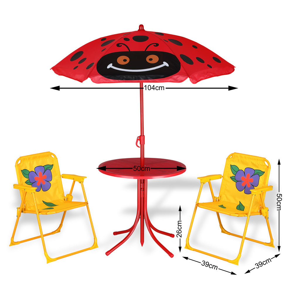 Kinder tuinset kever- 2 stoelen 1 tafel met parasol