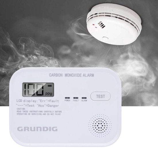 Grundig CO Melder - Hoogsensitieve Koolmonoxidemelder - LCD Scherm - 10 Jaar Sensor - Voldoet aan Europese norm