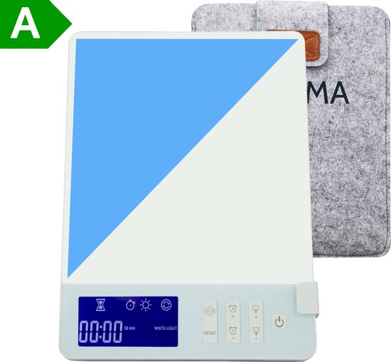 LIROMA® Daglichtlamp - Blauw en Wit licht - 10.000 LUX - Timer - Lichttherapie - Bureaulamp