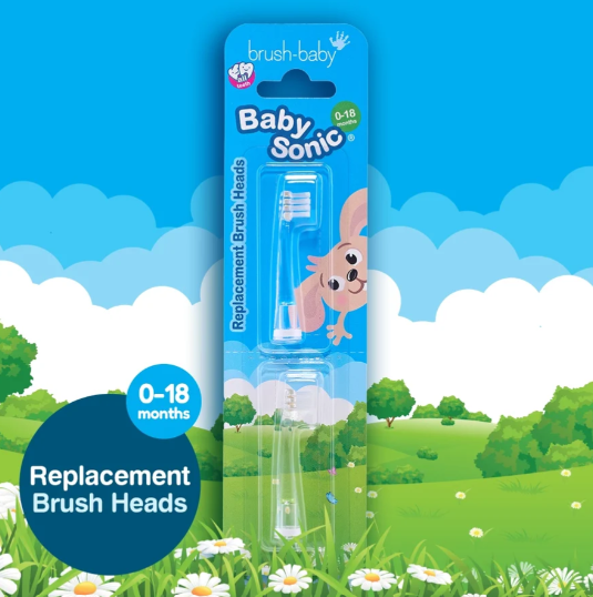 Brush-Baby BabySonic Opzetborstels - 2 Stuks - 0-18 Maanden - Vervangende Opzetborstels met LED