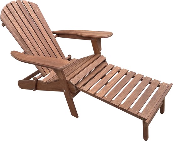 AXI Alexa Adirondack Stoel Coffee – Met Voetenbank - Houten loungestoel met armleuningen – Opklapbaar - Hoge rugleuning - Tuinstoel – 147 x 78,5 x 89 cm – FSC 100% Hemlockhout