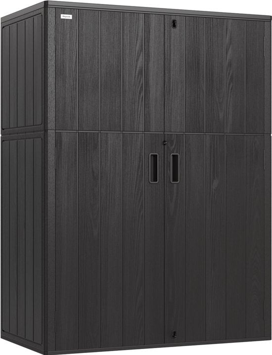 LifeGoods Tuinkast Verticaal - 1340L - Opbergkast - Waterdicht & UV-bestendig - Tuinbox - Zwart