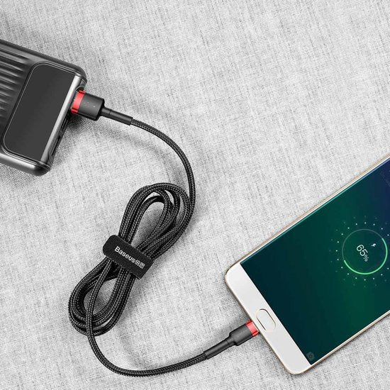 Baseus - Universele USB naar Micro USB kabel - Geschikt voor o.a. Samsung en andere apparaten - 2 Meter - 1.5A - Zwart/Rood