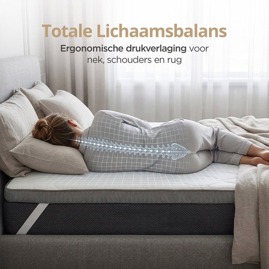 Sleeptime Twin Motion Topper 140x200 cm - Topdekmatras - Matrastopper - Hybride Gel Traagschuim - Medium Hardheid - 8 cm Dik