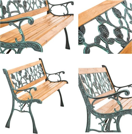 tectake® - Tuinbank - hout/gietijzer - 124x52x74 cm - 401424