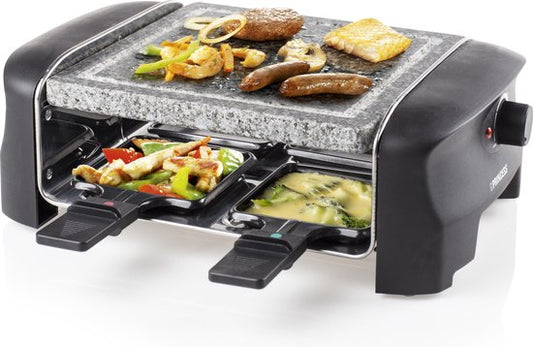 Princess Gourmetstel 162810 - Raclette Steengrill Party – 4 personen – 21 x 21 cm - Regelbare thermostaat - 600W - PFAS Vrij