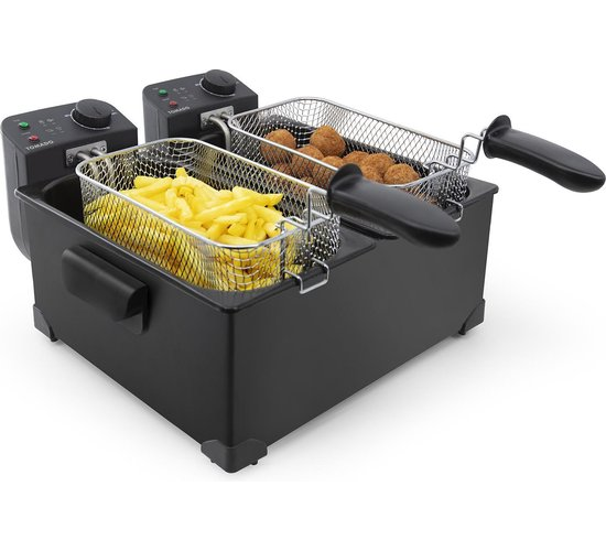 Tomado TDF6001B - Dubbele frituurpan - 2 x 3 liter - koude zone - zwart